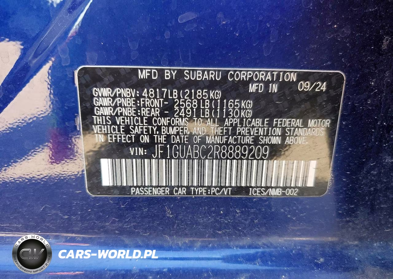 2024 Subaru Impreza VIN:JF1GUABC2R8889209 - 13