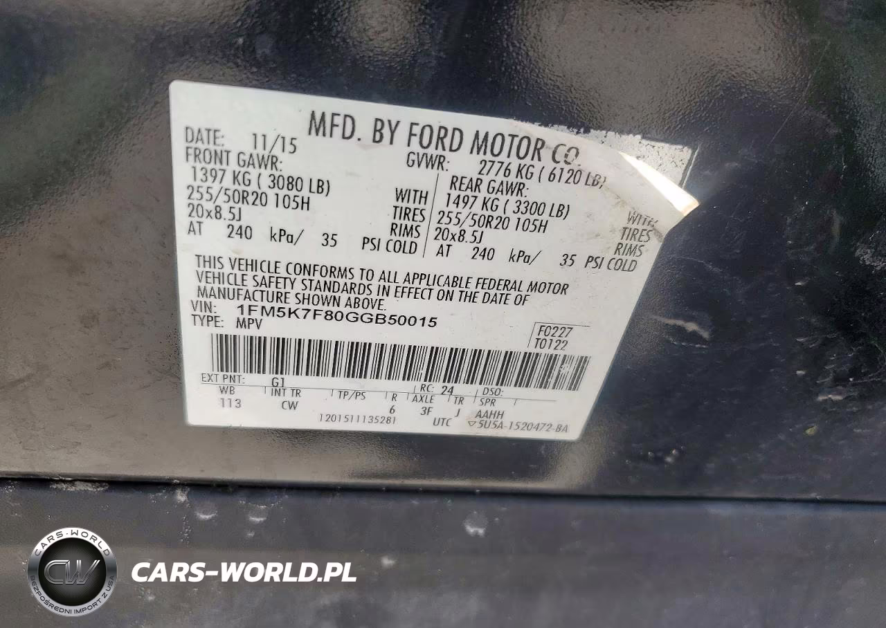 2016 Ford Explorer Limited VIN:1FM5K7F80GGB50015 - 13