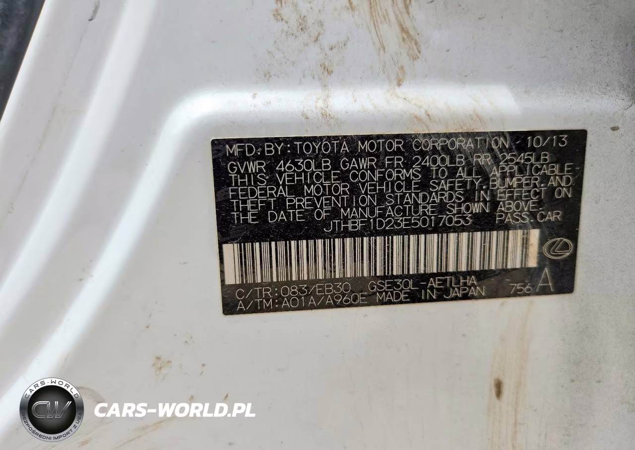 2014 Lexus Is 250 VIN:JTHBF1D23E5017053 - 12