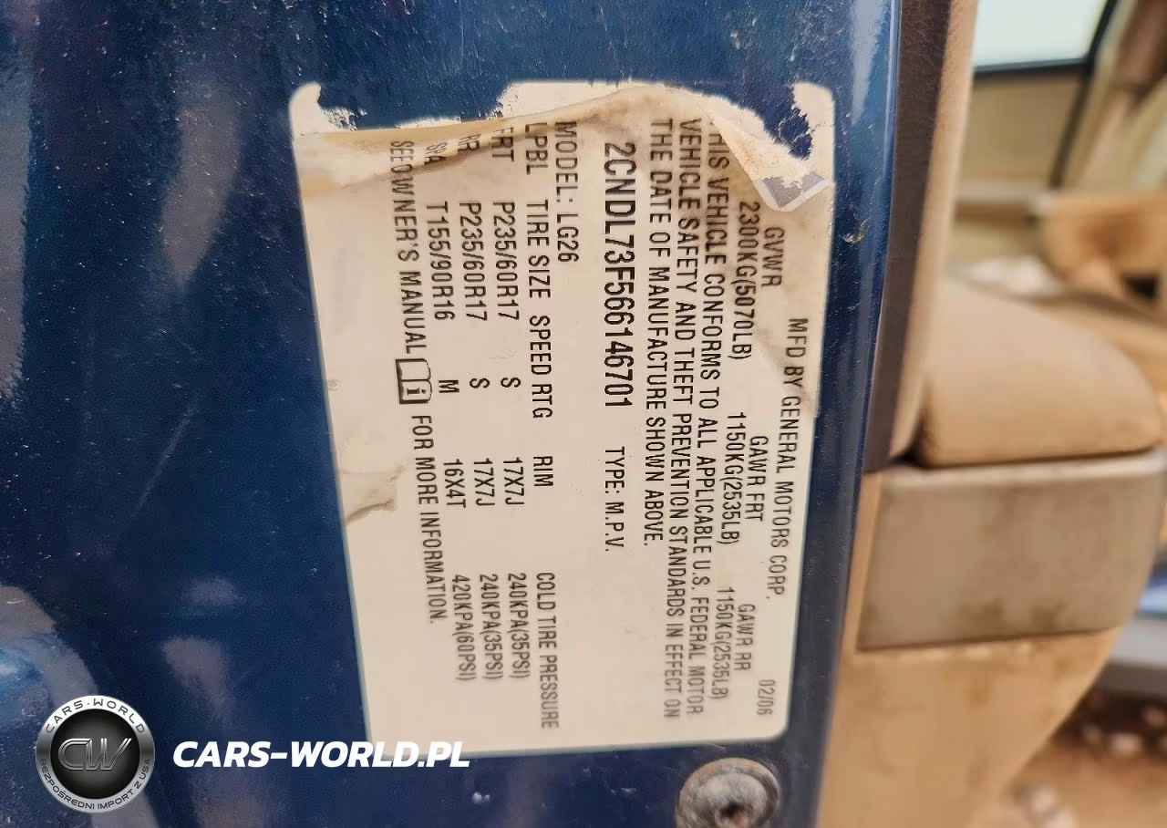 2006 Chevrolet Equinox Lt VIN:2CNDL73F566146701 - 12