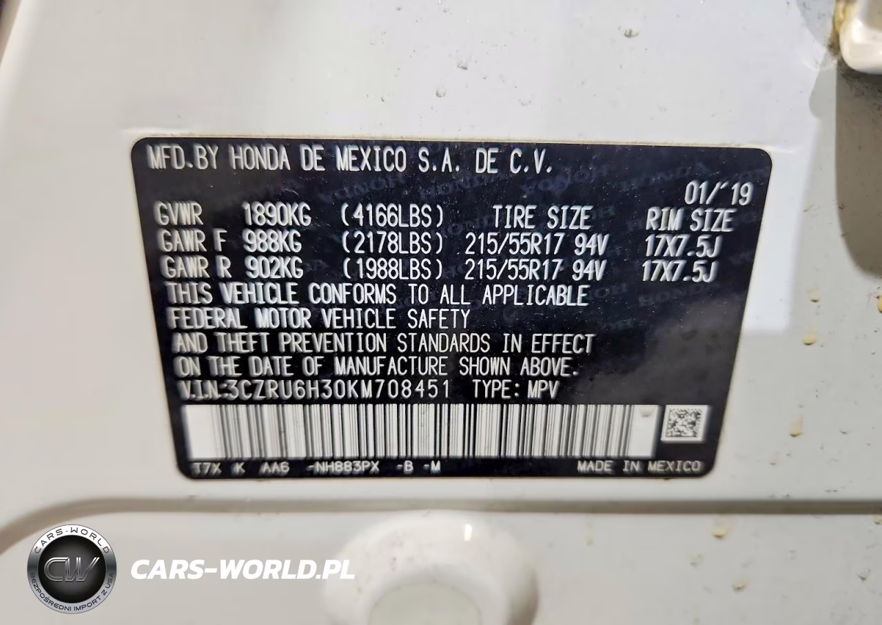 2019 Honda Hr-V Lx VIN:3CZRU6H30KM708451 - 13
