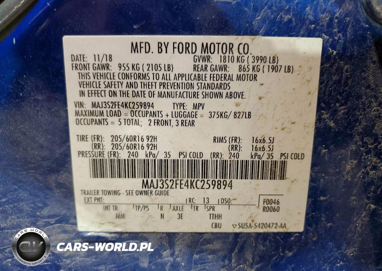 2019 Ford Ecosport S VIN:MAJ3S2FE4KC259894 - 13