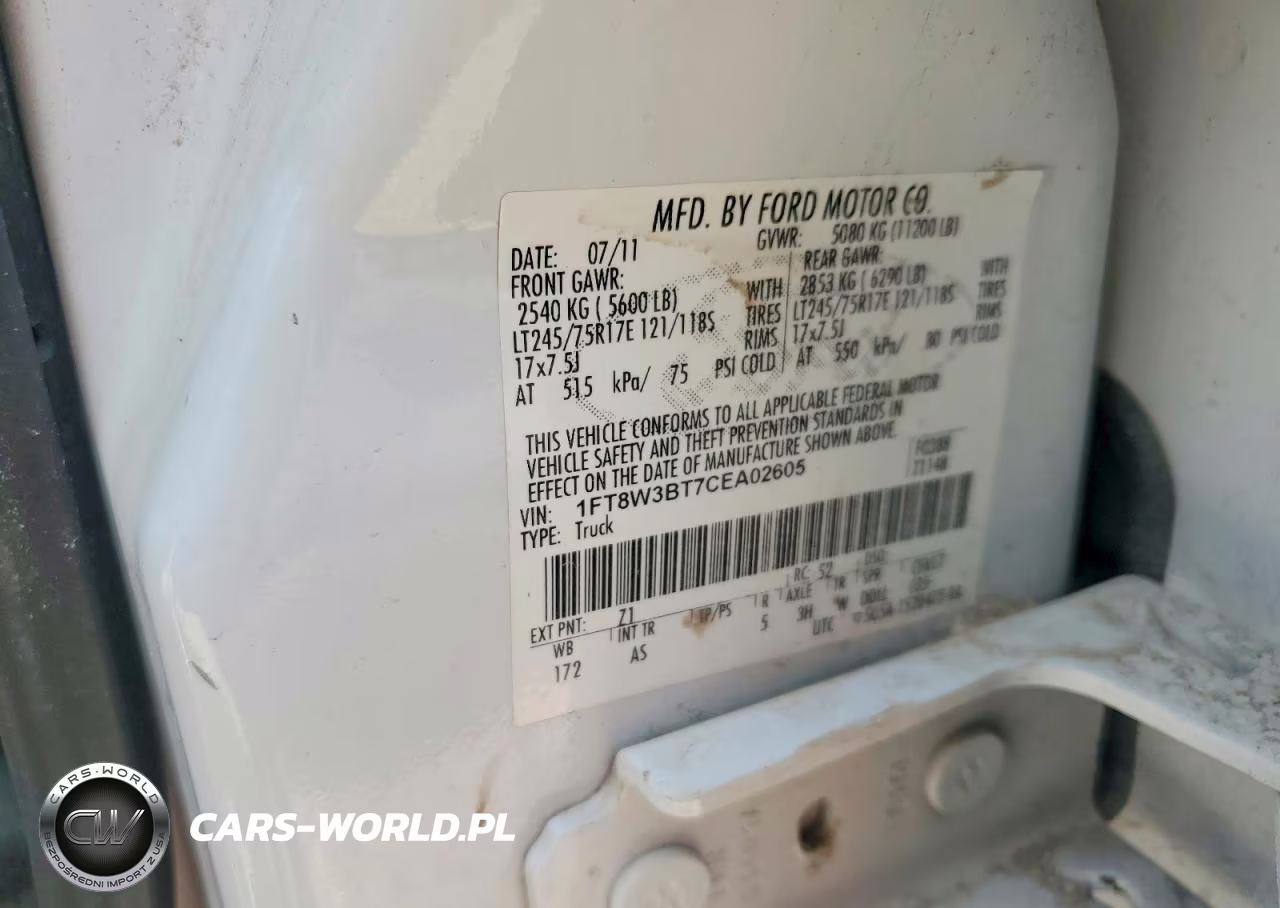 2012 Ford F350 Super Duty VIN:1FT8W3BT7CEA02605 - 13