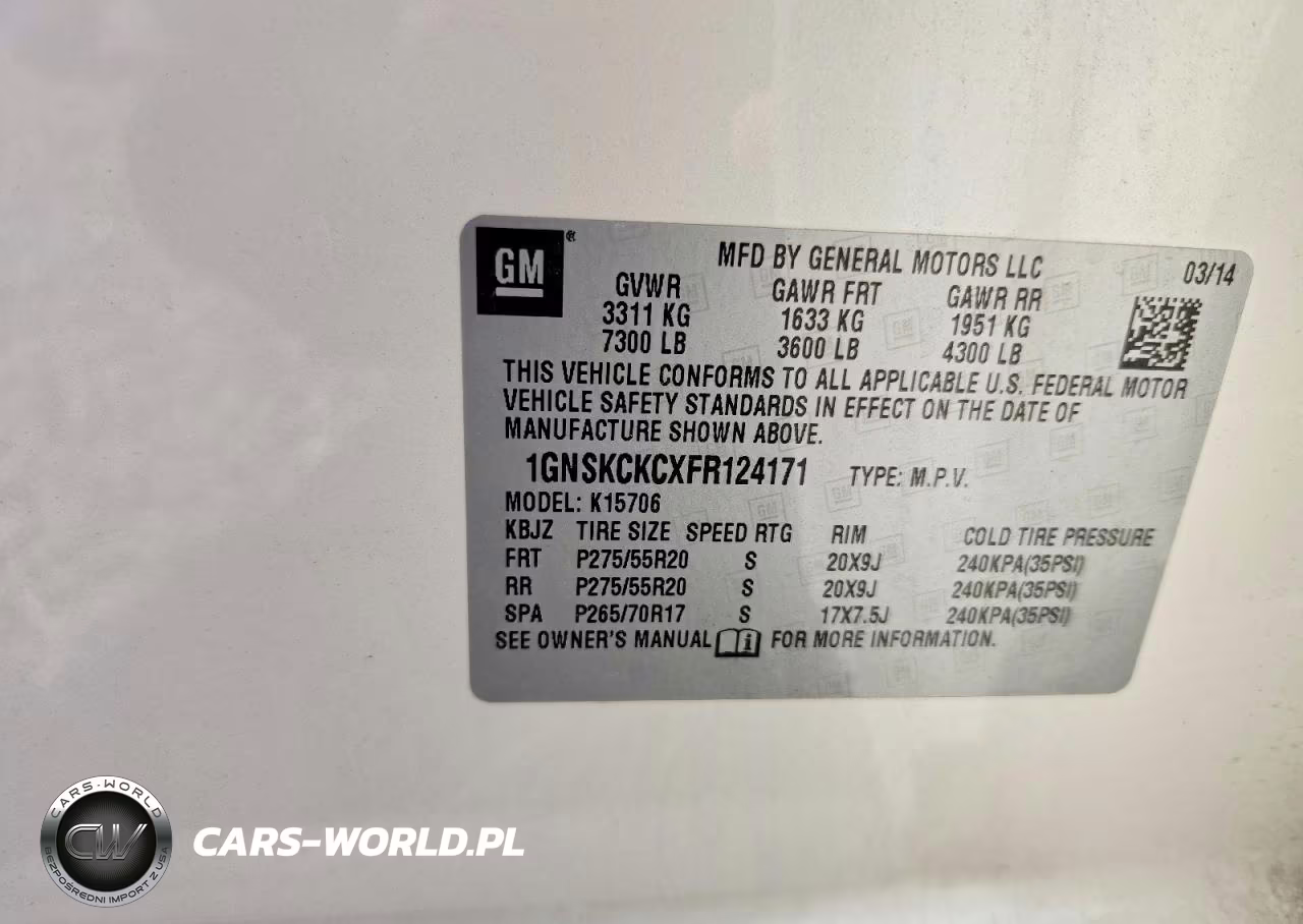 2015 Chevrolet Tahoe K1500 Ltz VIN:1GNSKCKCXFR124171 - 12