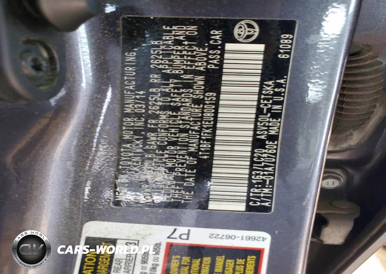 2014 Toyota Camry Se VIN:4T1BF1FK1EU800159 - 12