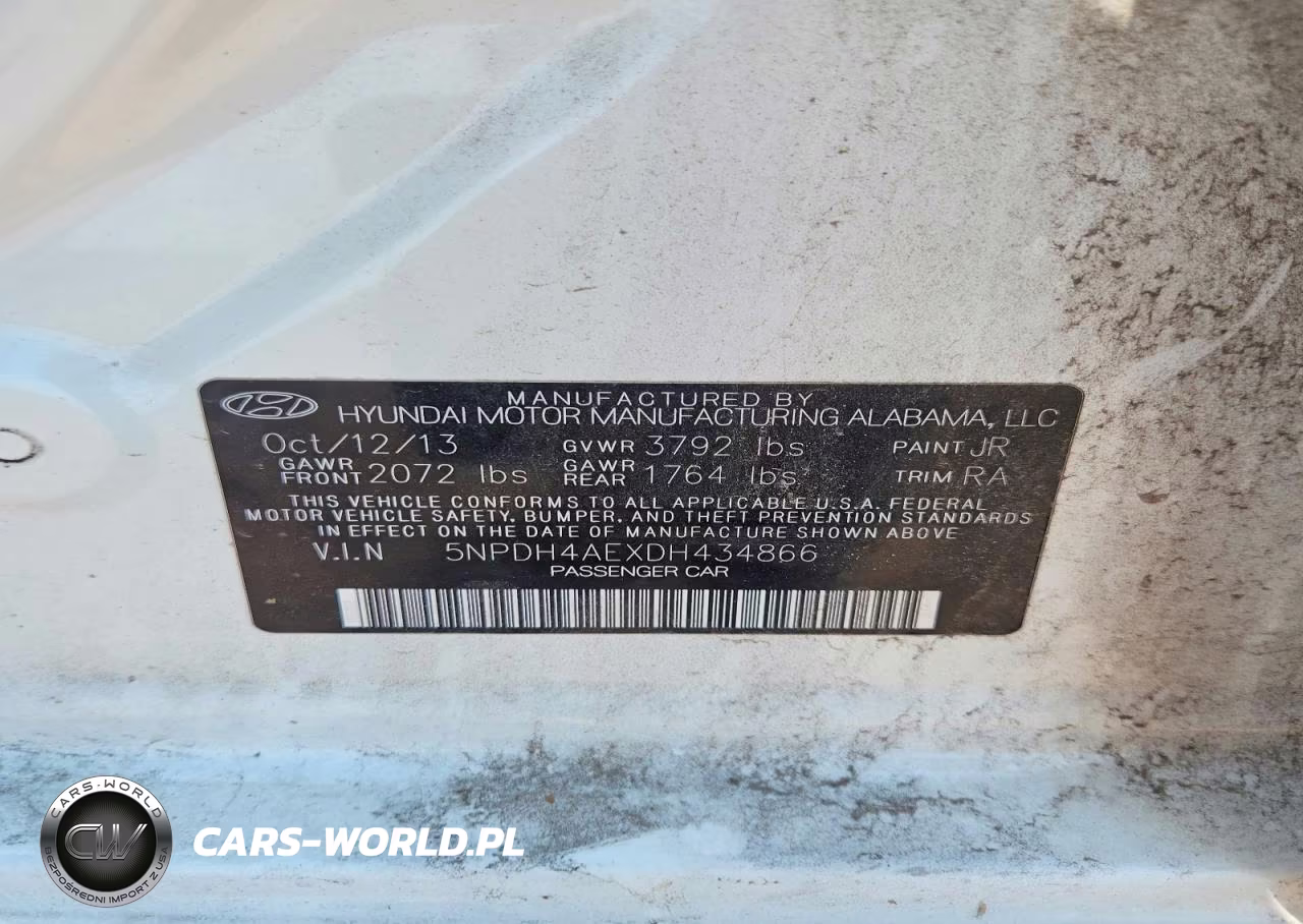 2013 Hyundai Elantra Gls VIN:5NPDH4AEXDH434866 - 12