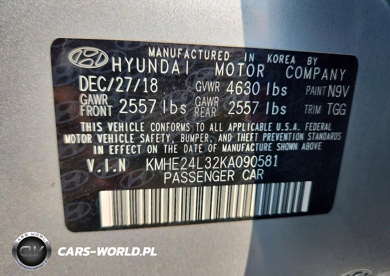 2019 Hyundai Sonata Hybrid Se VIN:KMHE24L32KA090581 - 12