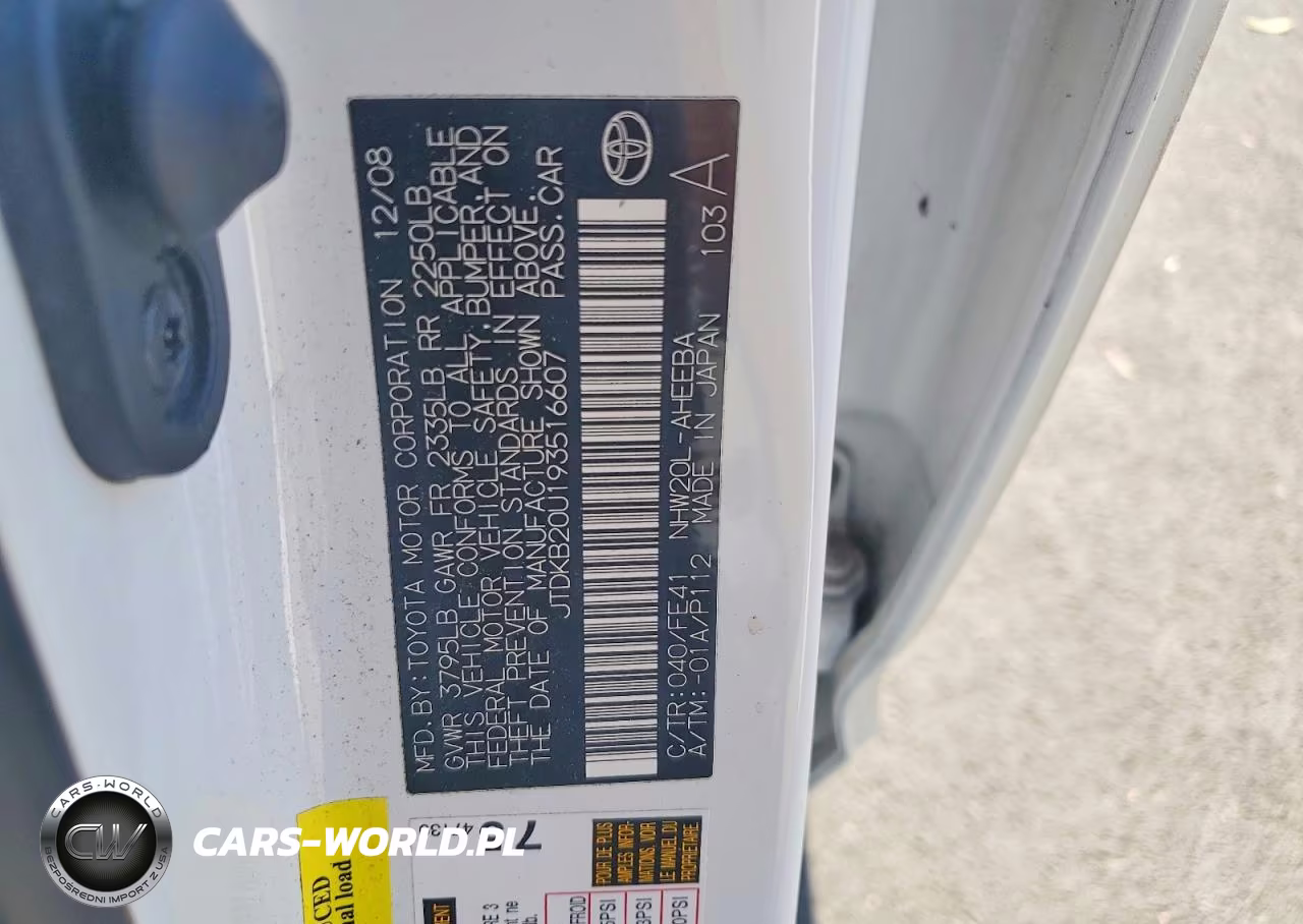 2009 Toyota Prius Base VIN:JTDKB20U193516607 - 12