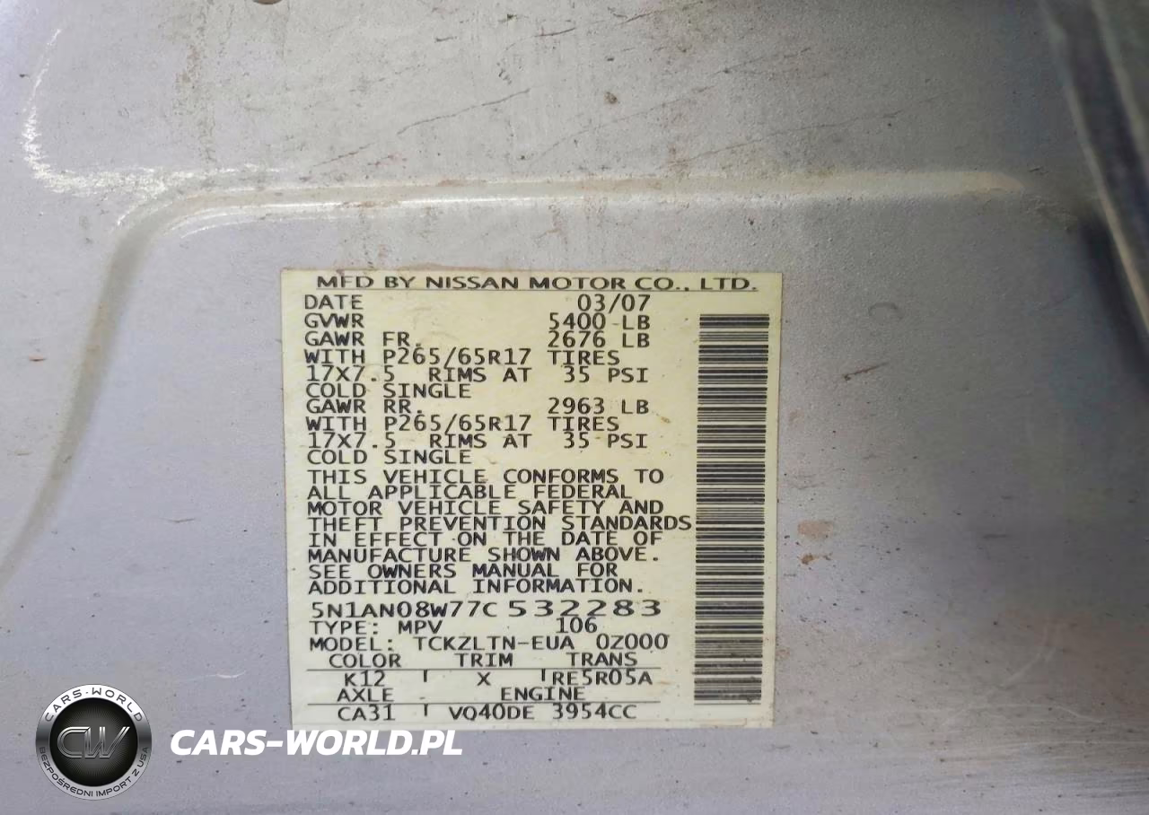 2007 Nissan Xterra X VIN:5N1AN08W77C532283 - 12