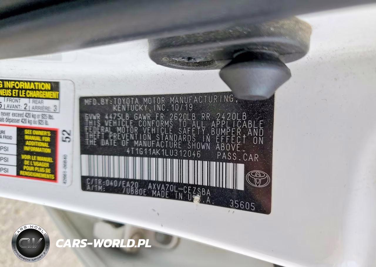 2020 Toyota Camry Se VIN:4T1G11AK1LU312046 - 12