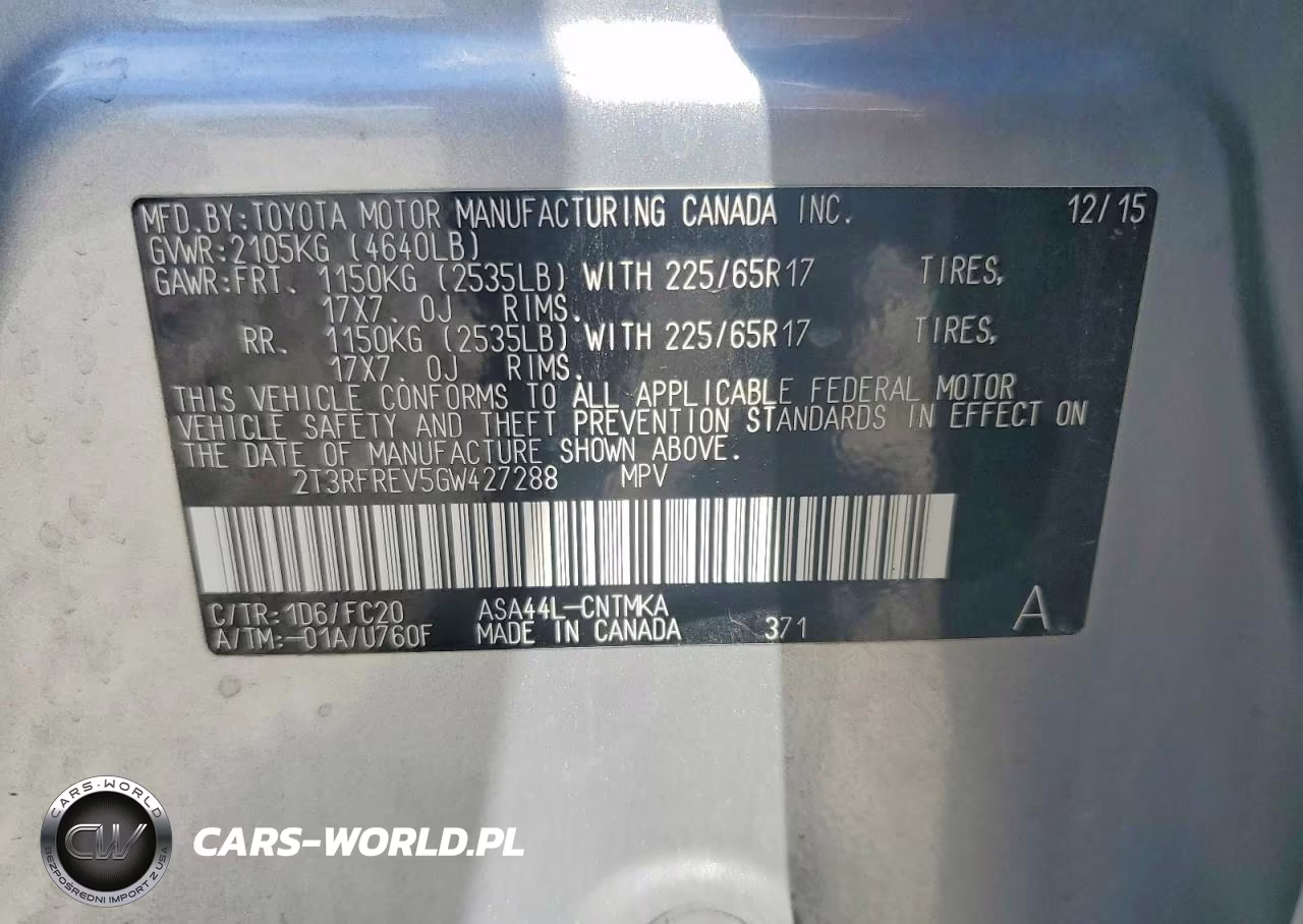 2016 Toyota Rav4 Xle VIN:2T3RFREV5GW427288 - 13