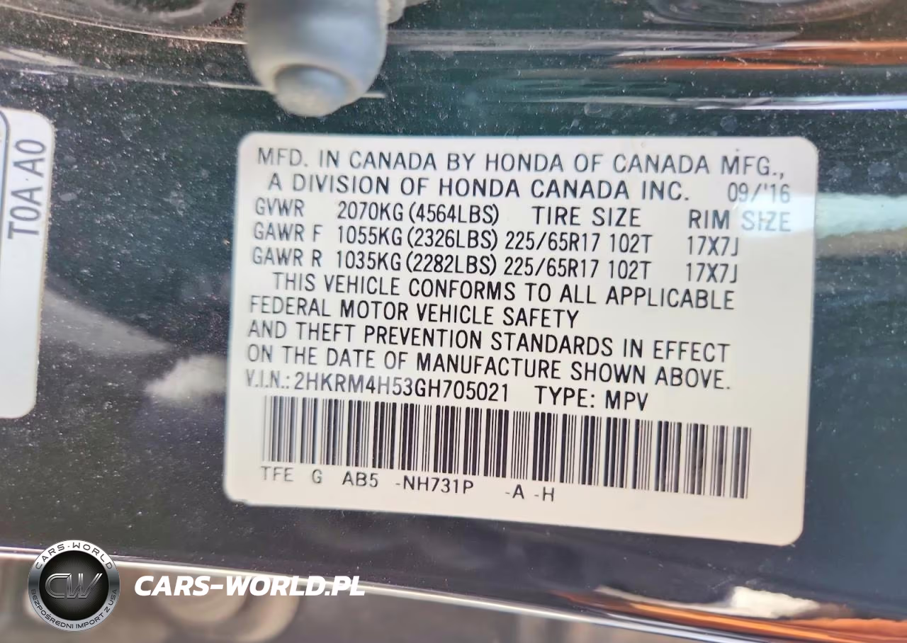 2016 Honda Cr-V Ex VIN:2HKRM4H53GH705021 - 13