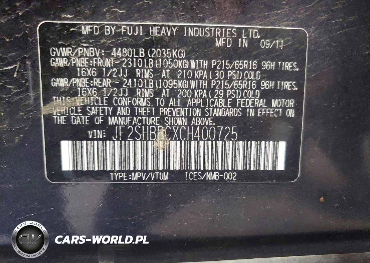 2012 Subaru Forester 2.5X VIN:JF2SHBBCXCH400725 - 14