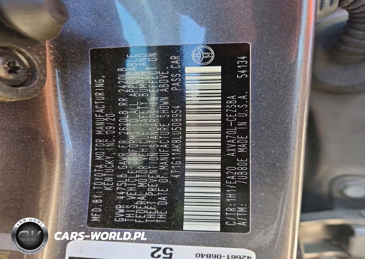 2020 Toyota Camry Se VIN:4T1G11AK8LU508954 - 12