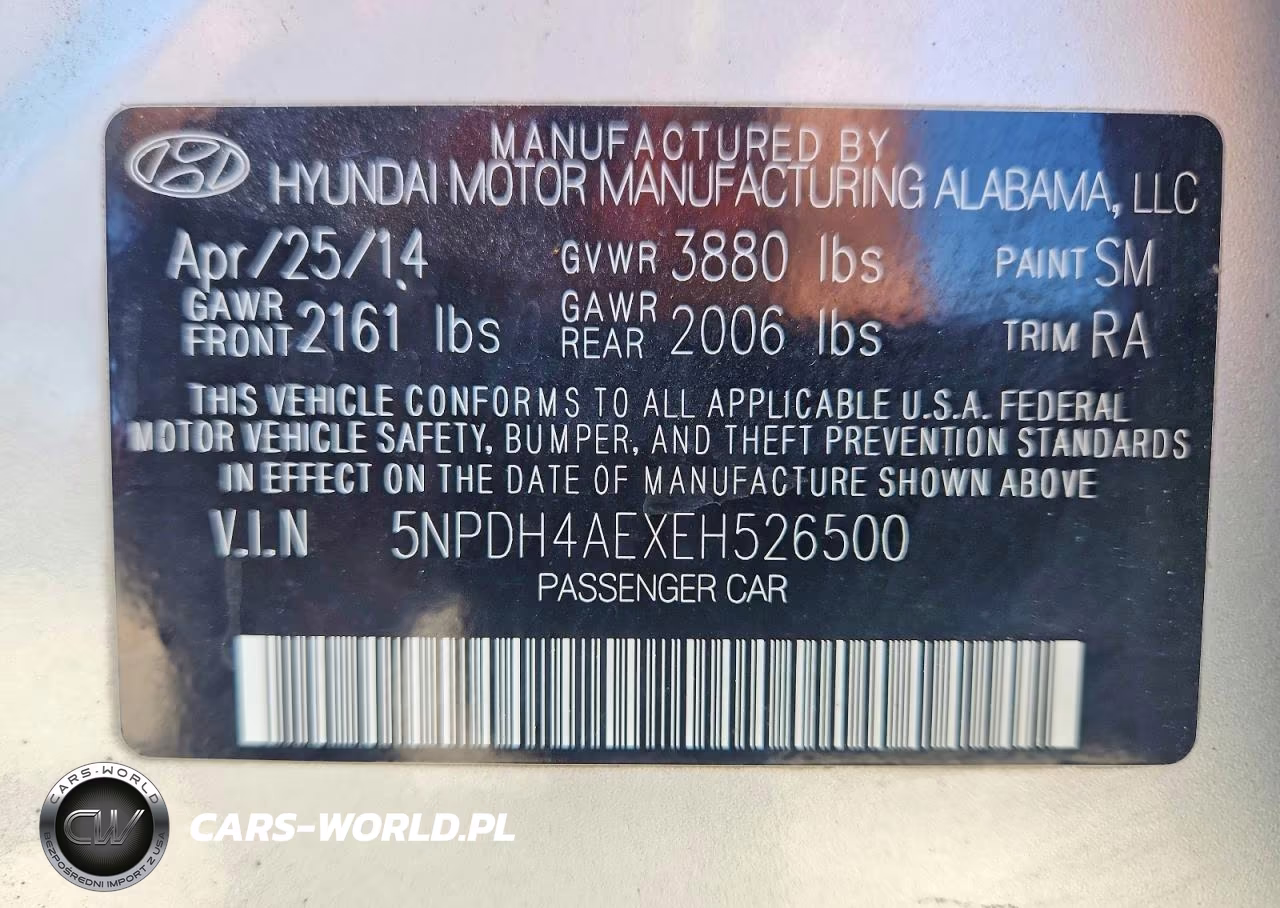 2014 Hyundai Elantra Se VIN:5NPDH4AEXEH526500 - 12