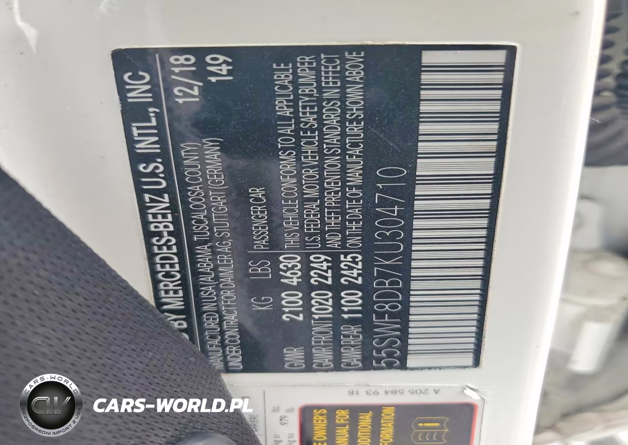 2019 Mercedes-Benz C 300 VIN:55SWF8DB7KU304710 - 12