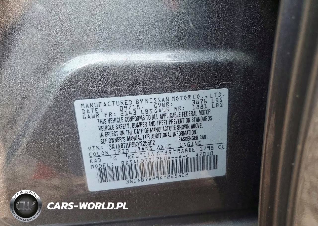2019 Nissan Sentra Sv VIN:3N1AB7AP9KY225502 - 12