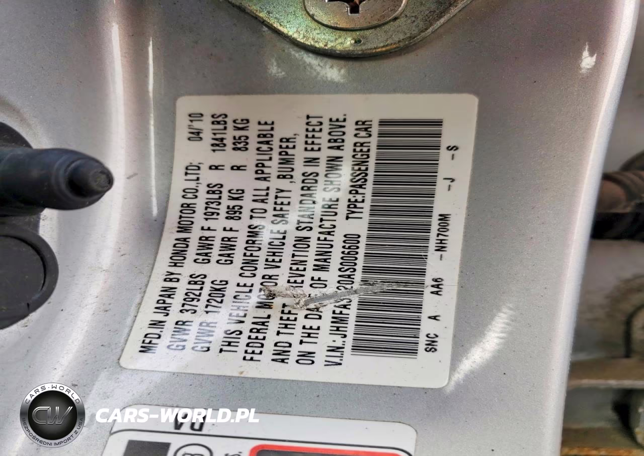 2010 Honda Civic Hybrid VIN:JHMFA3F20AS006600 - 12