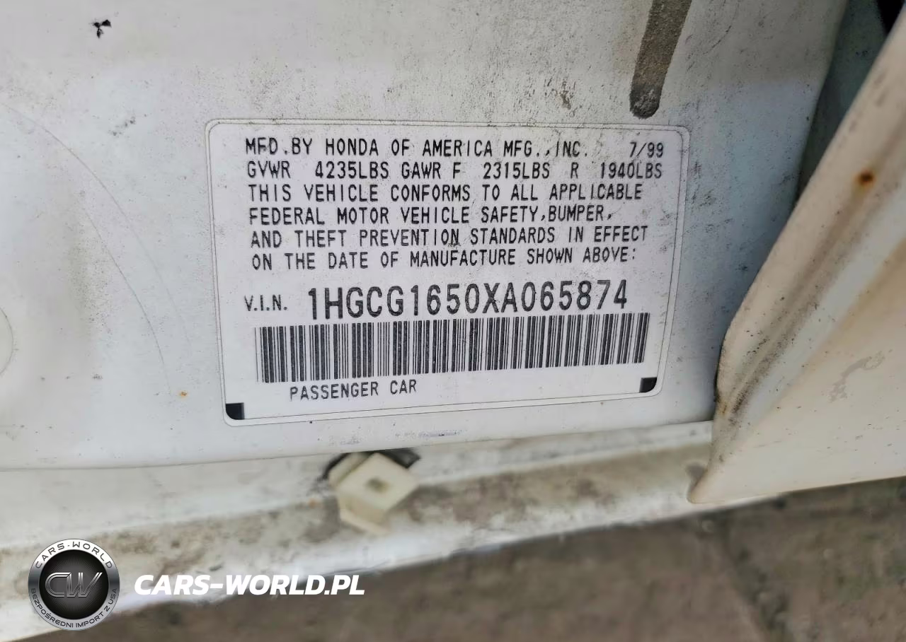 1999 Honda Accord Ex VIN:1HGCG1650XA065874 - 12