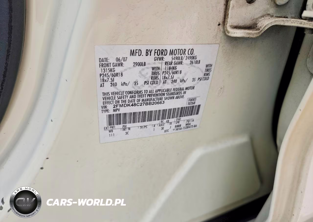 2007 Ford Edge VIN:2FMDK48C27BB20663 - 12