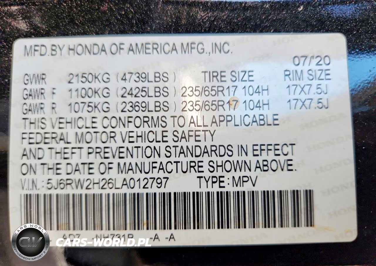 2020 Honda Cr-V Lx VIN:5J6RW2H26LA012797 - 13