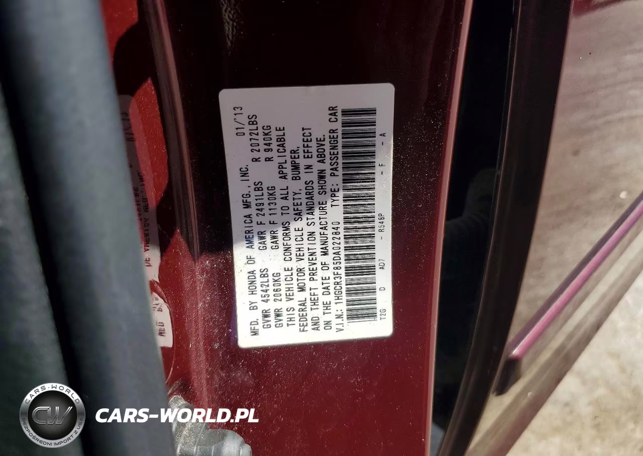 2013 Honda Accord Exl VIN:1HGCR3F85DA022840 - 12