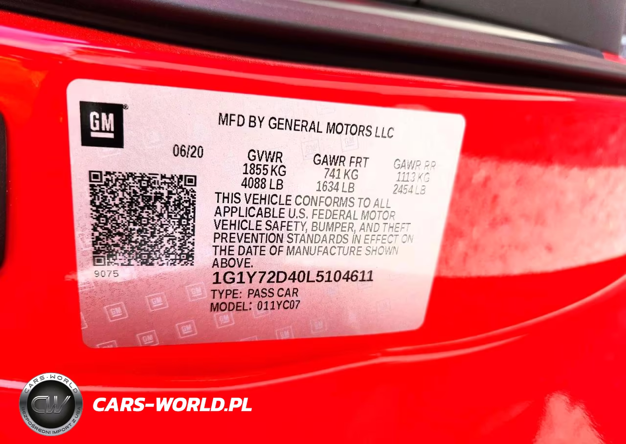 2020 Chevrolet Corvette Stingray 2Lt VIN:1G1Y72D40L5104611 - 12