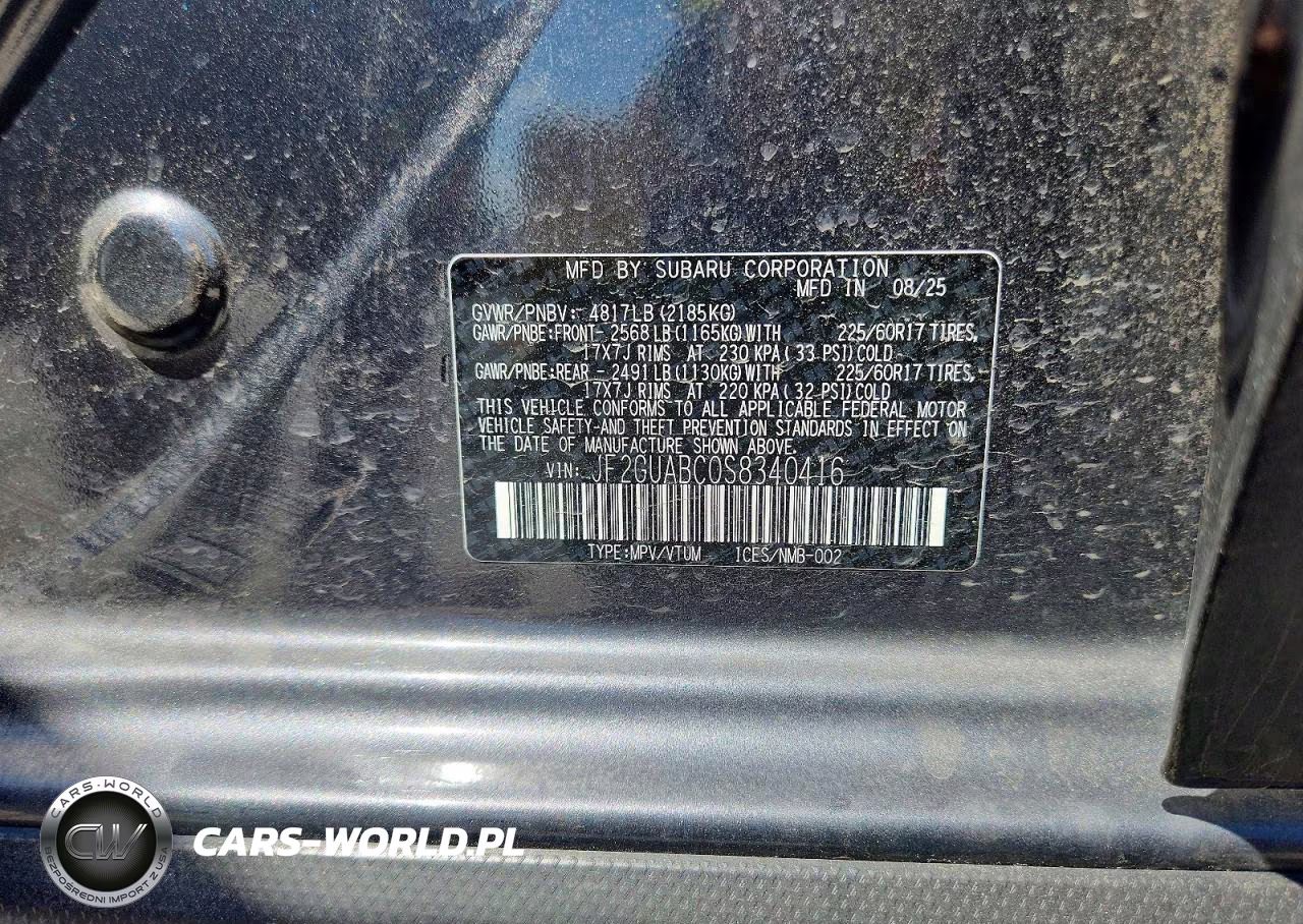 2025 Subaru Crosstrek VIN:JF2GUABC0S8340416 - 13