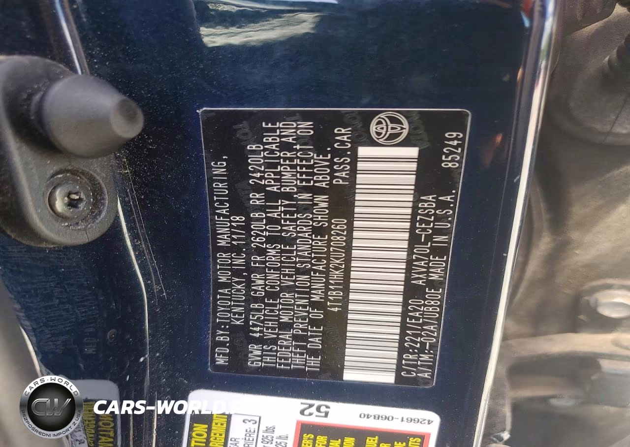 2019 Toyota Camry Se VIN:4T1B11HK2KU708260 - 12