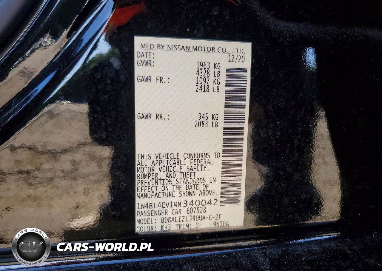 2021 Nissan Altima Sl VIN:1N4BL4EV1MN340042 - 12