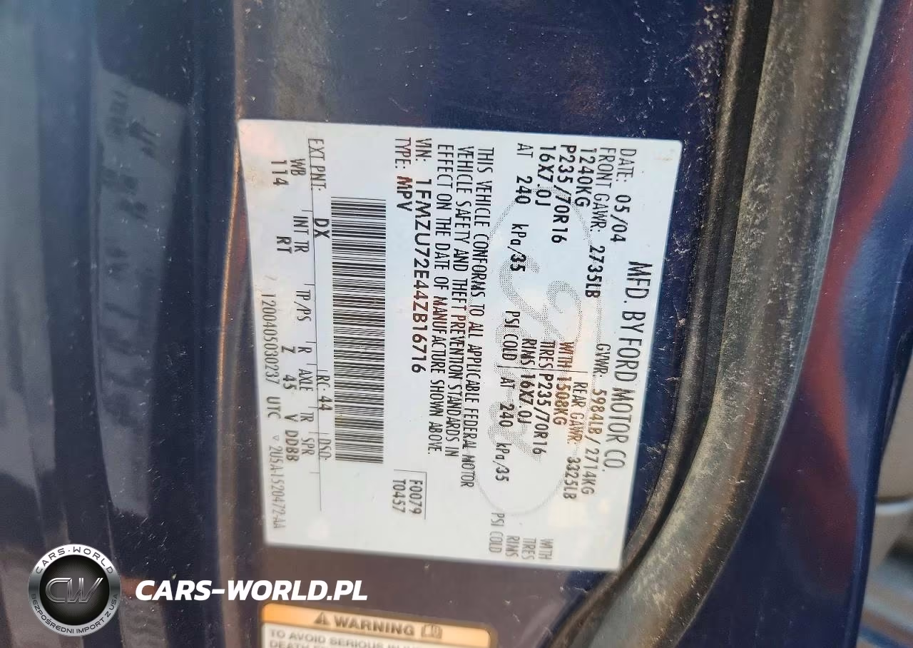 2004 Ford Expl 4D Act VIN:1FMZU72E44ZB16716 - 13