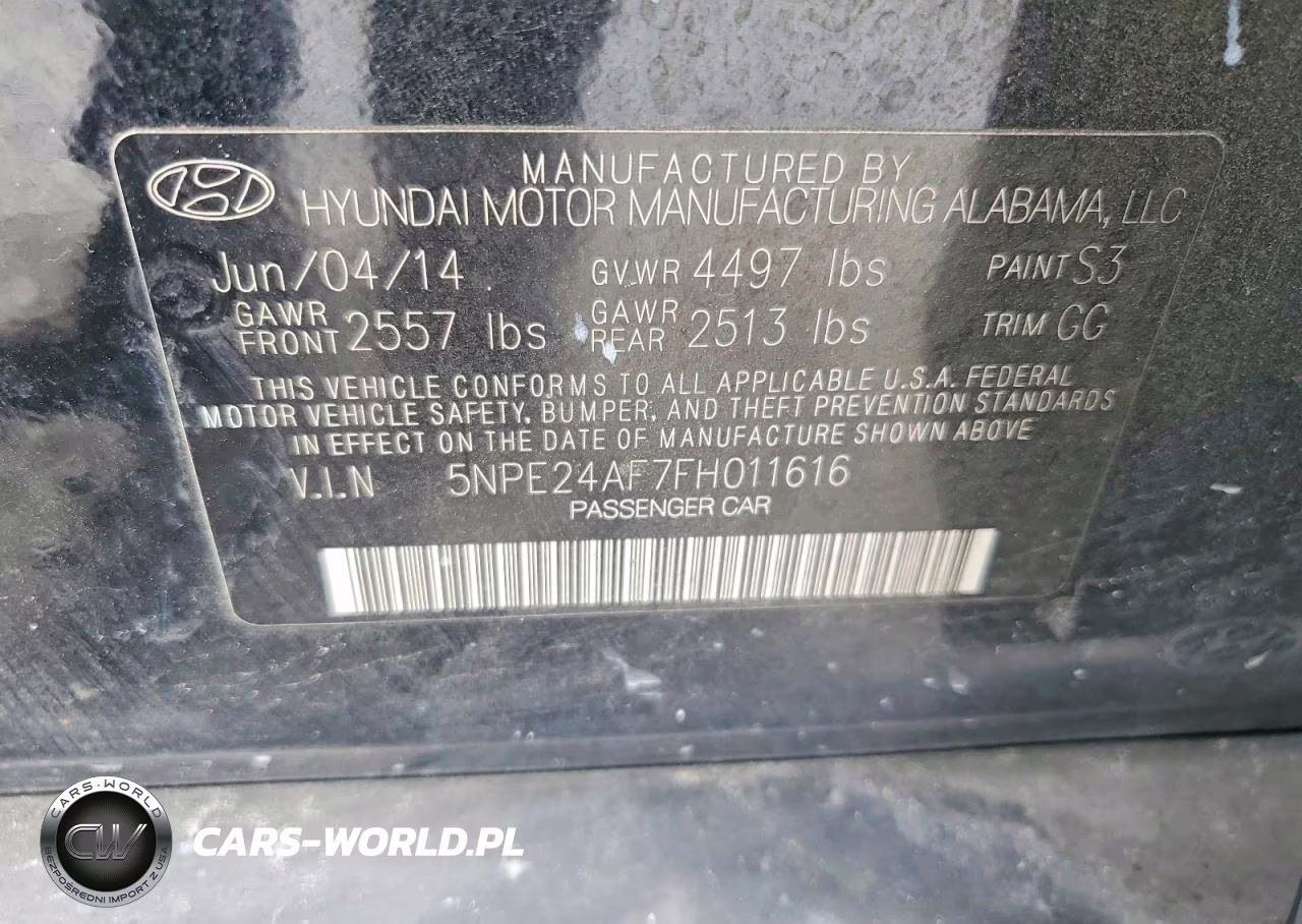 2015 Hyundai Sonata Se VIN:5NPE24AF7FH011616 - 12