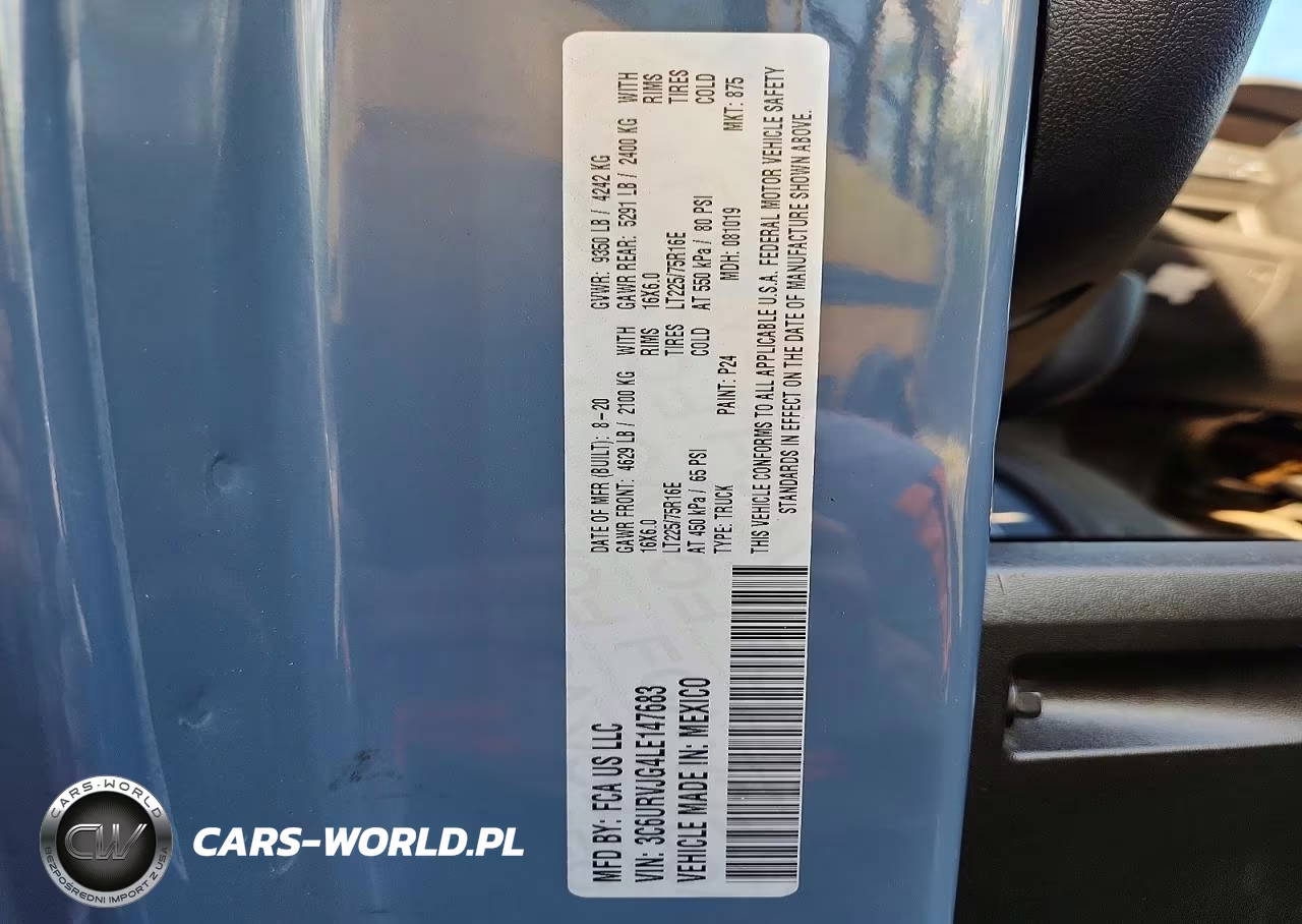 2020 Ram Promaster 3500 Delivery Van VIN:3C6URVJG4LE147683 - 11