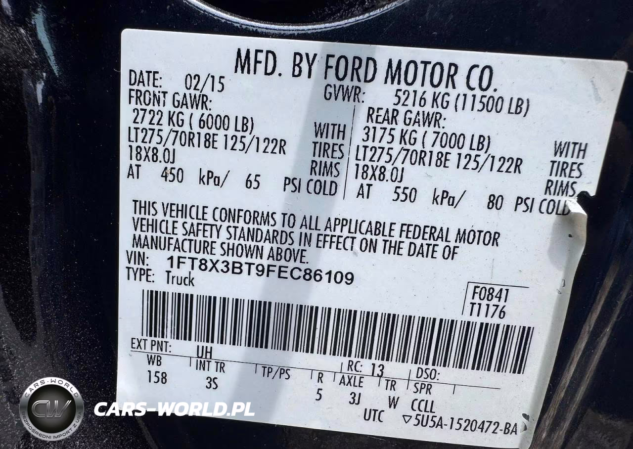 2015 Ford F350 Super Duty VIN:1FT8X3BT9FEC86109 - 10
