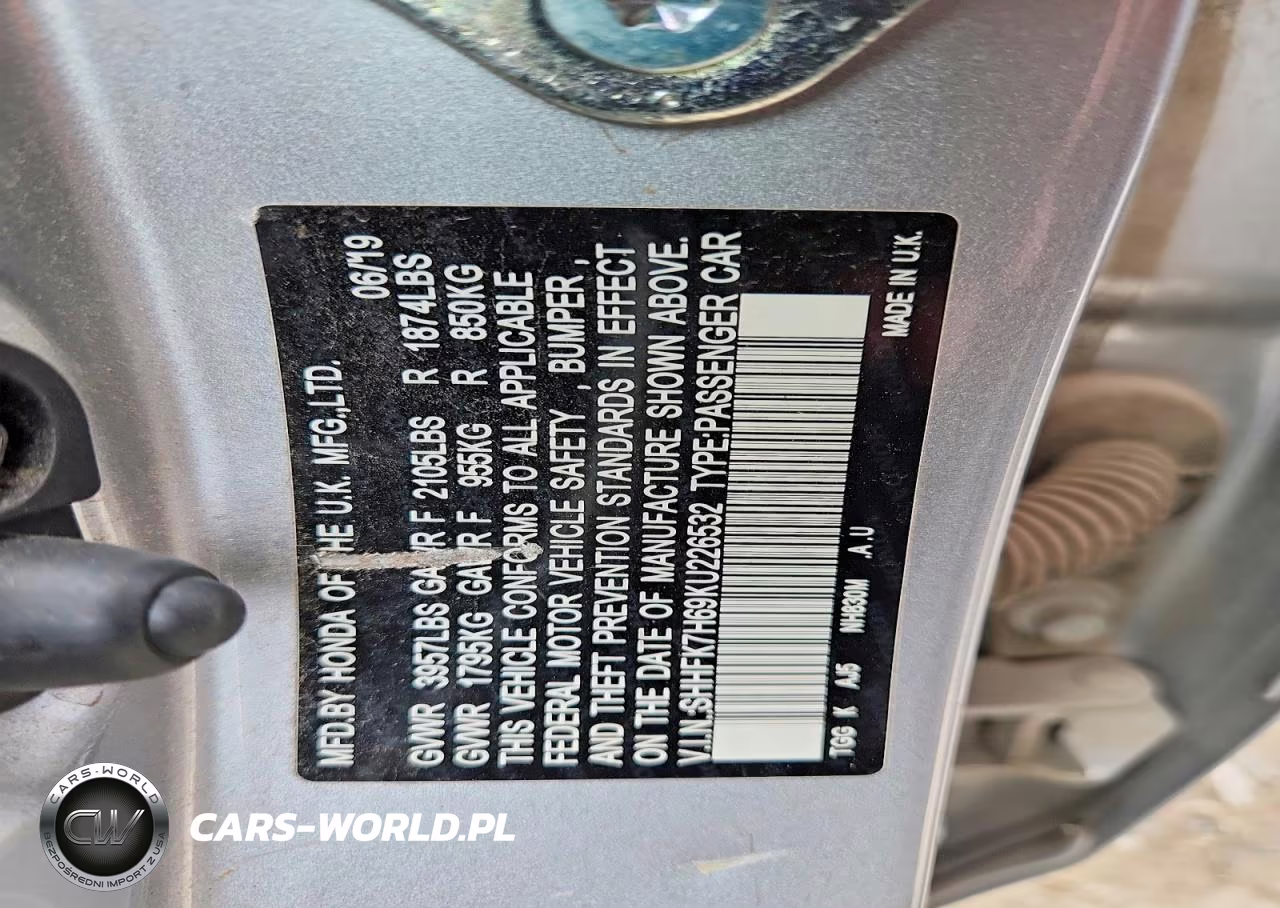 2019 Honda Civic Ex VIN:SHHFK7H69KU226532 - 12