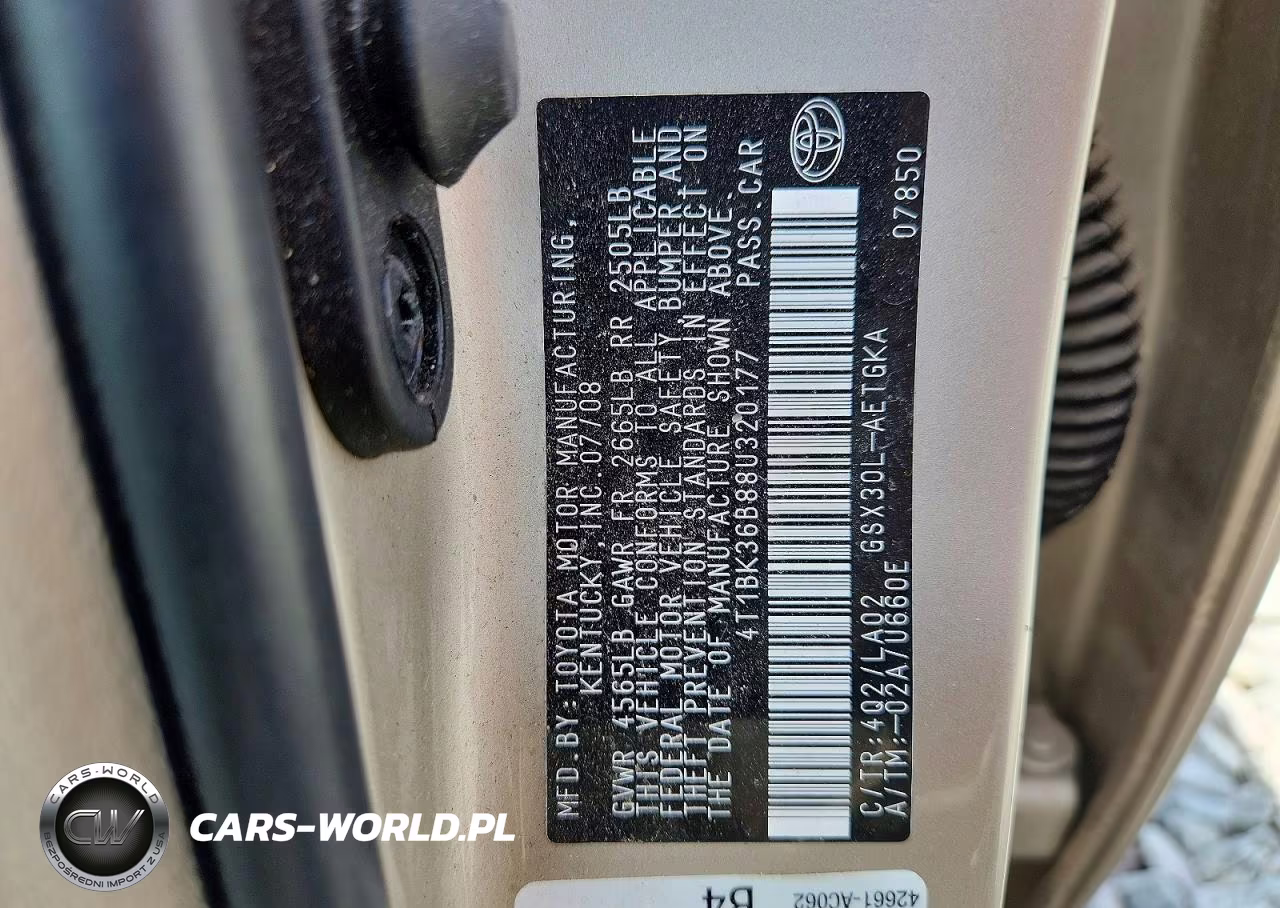 2008 Toyota Avalon Xls VIN:4T1BK36B88U320177 - 12