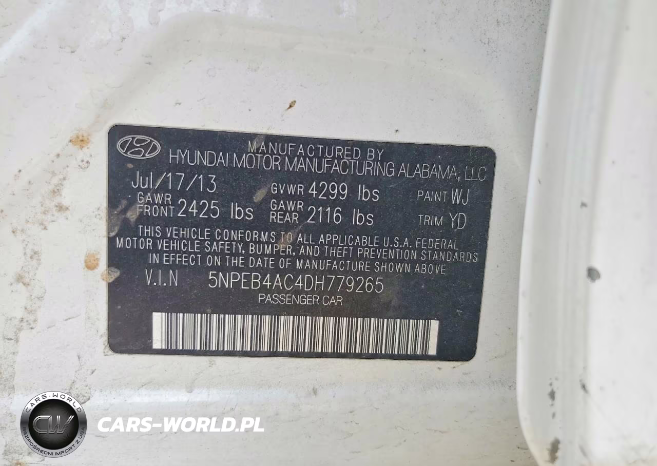 2013 Hyundai Sonata Gls VIN:5NPEB4AC4DH779265 - 12