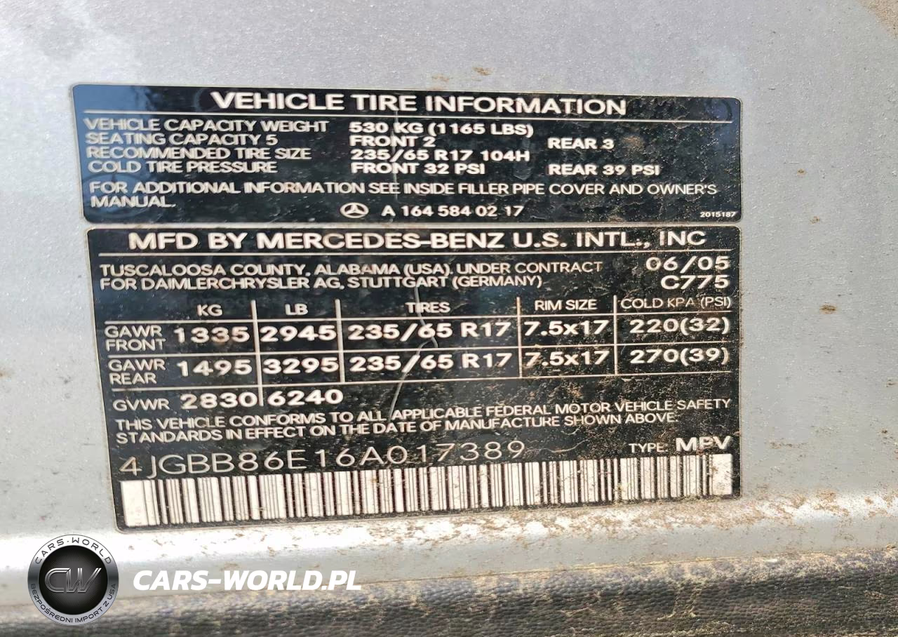 2006 Mercedes-Benz Ml 350 VIN:4JGBB86E16A017389 - 13