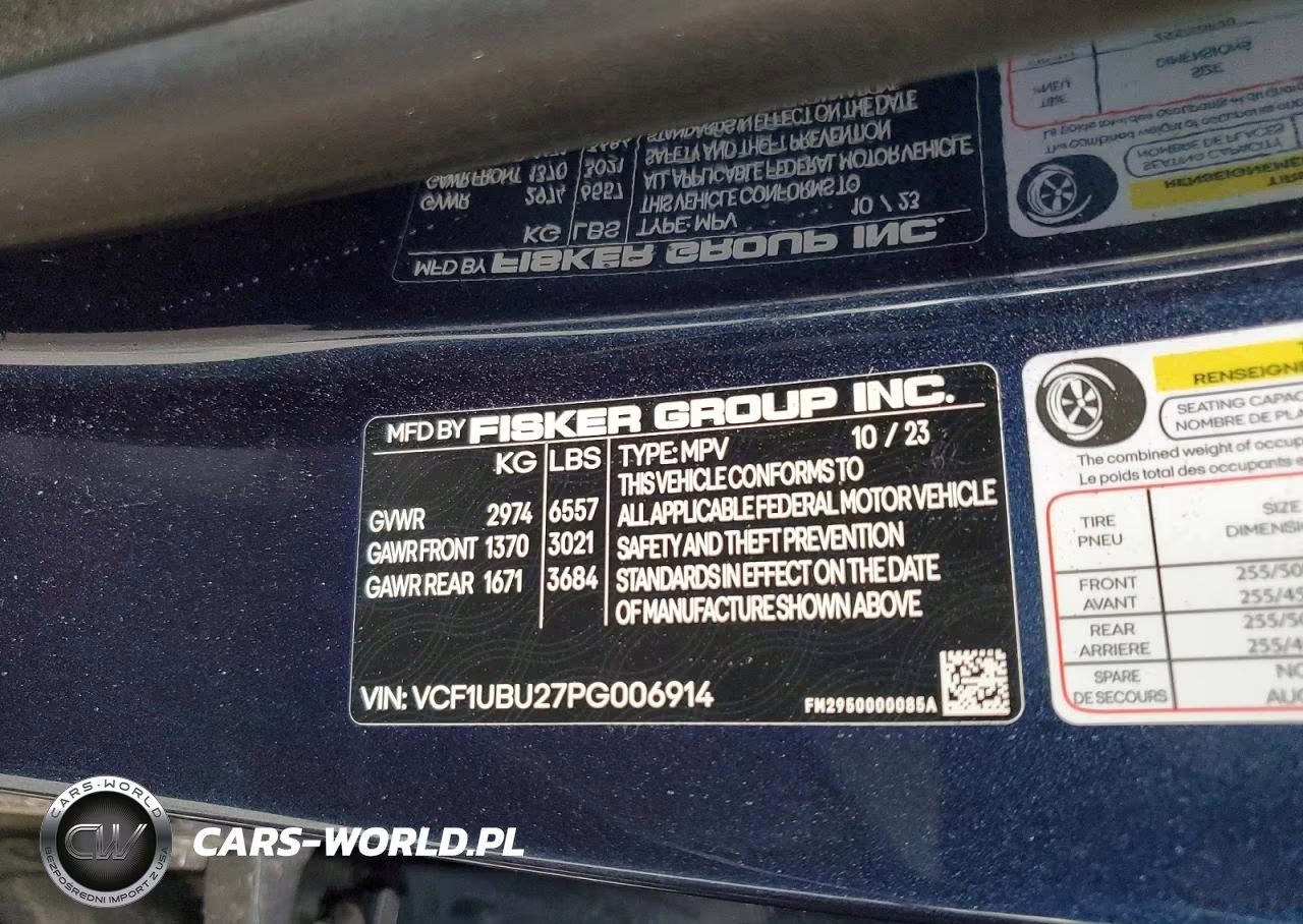 2023 Fisker Ocean VIN:VCF1UBU27PG006914 - 13