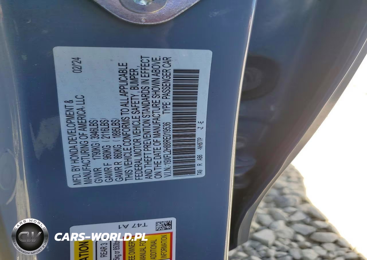 2024 Honda Civic Sport VIN:19XFL2H88RE019536 - 12