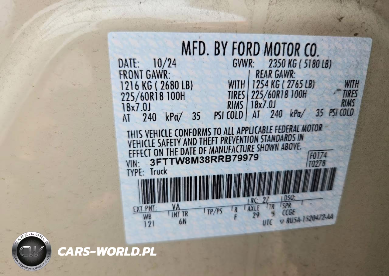 2024 Ford Maverick Lariat VIN:3FTTW8M38RRB79979 - 12
