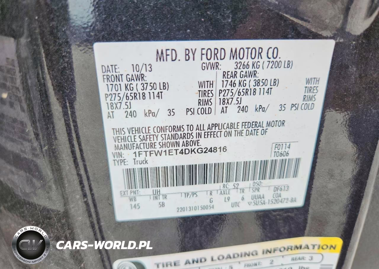 2013 Ford F150 Supercrew VIN:1FTFW1ET4DKG24816 - 12