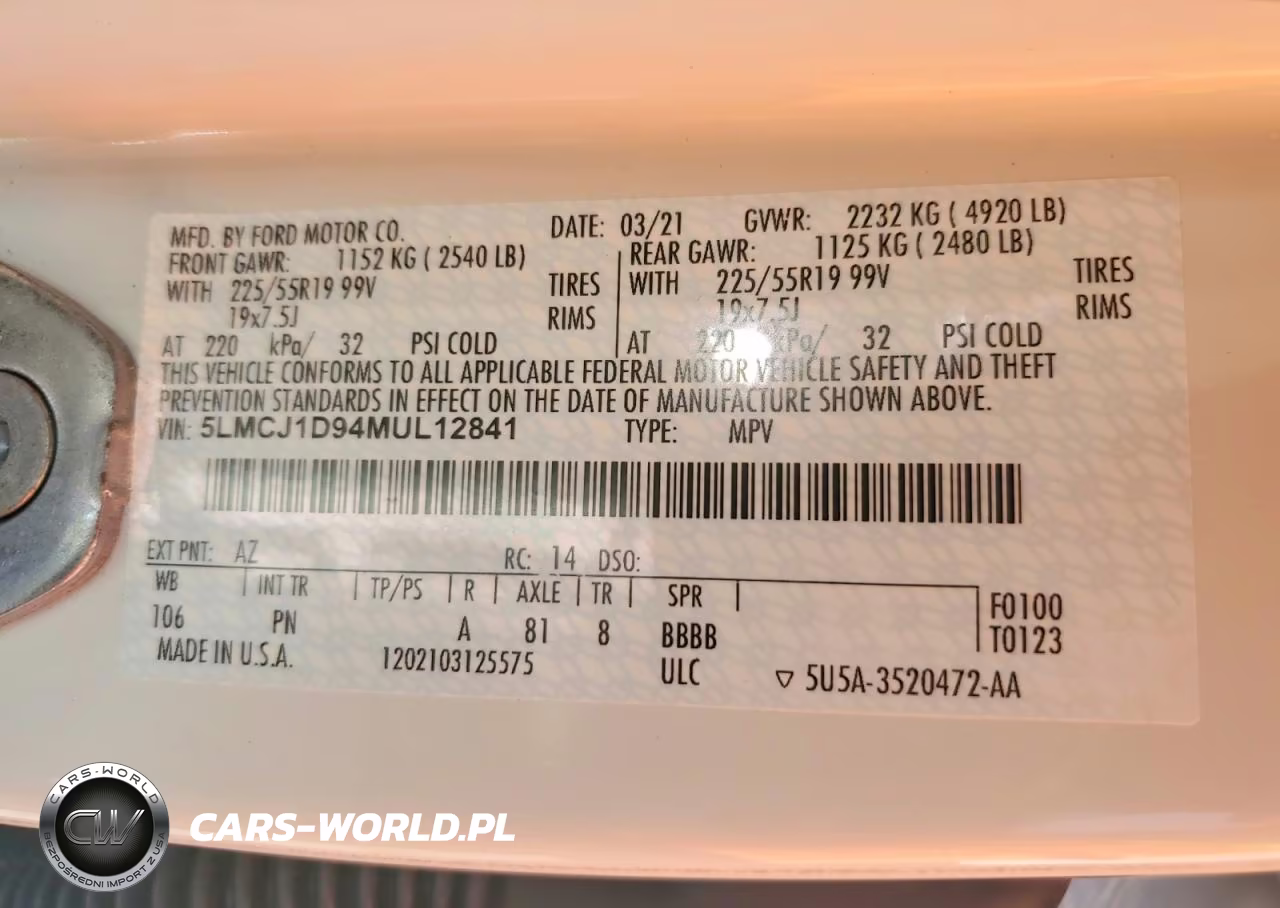 2021 Lincoln Corsair VIN:5LMCJ1D94MUL12841 - 12