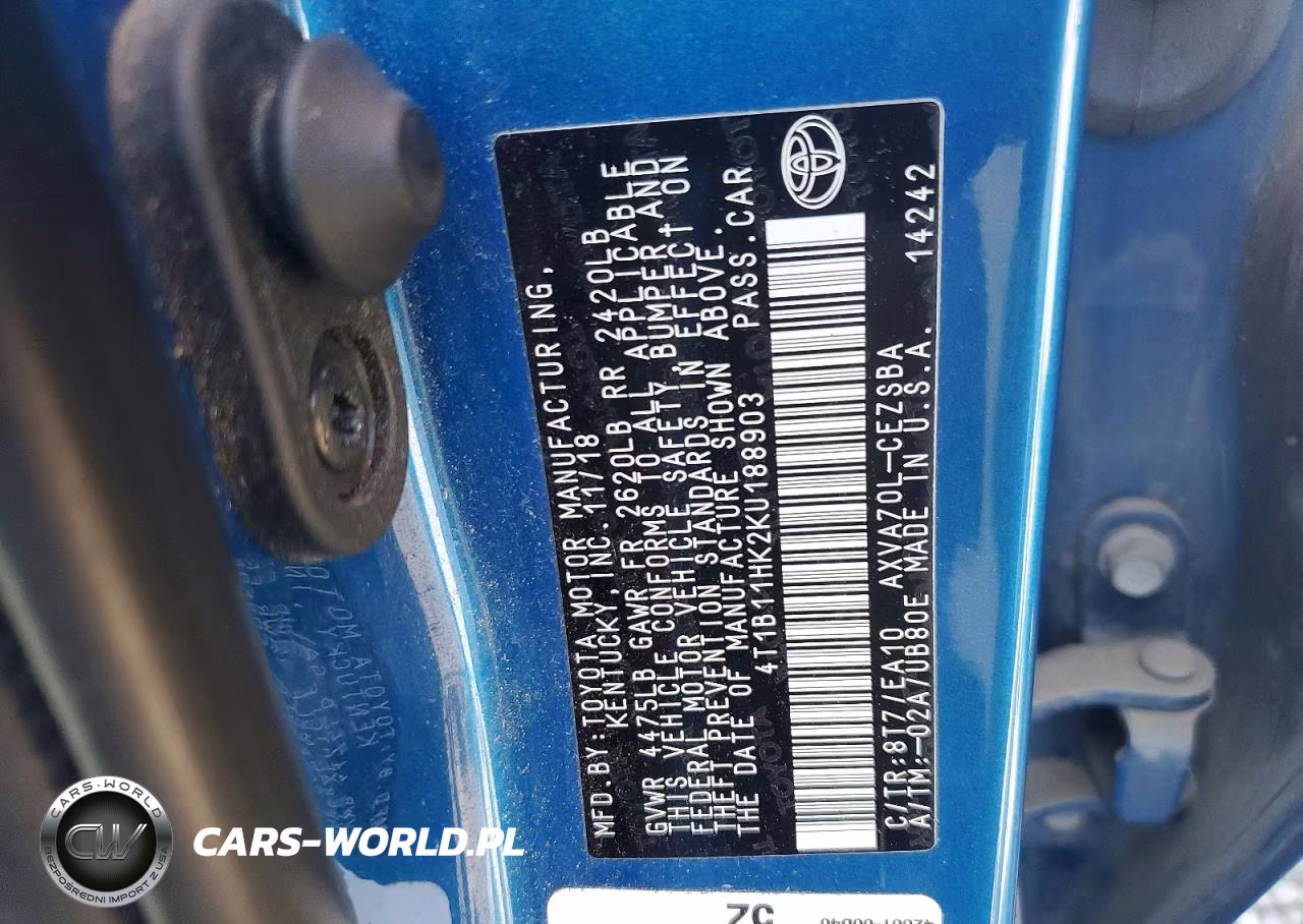 2019 Toyota Camry Se VIN:4T1B11HK2KU188903 - 12