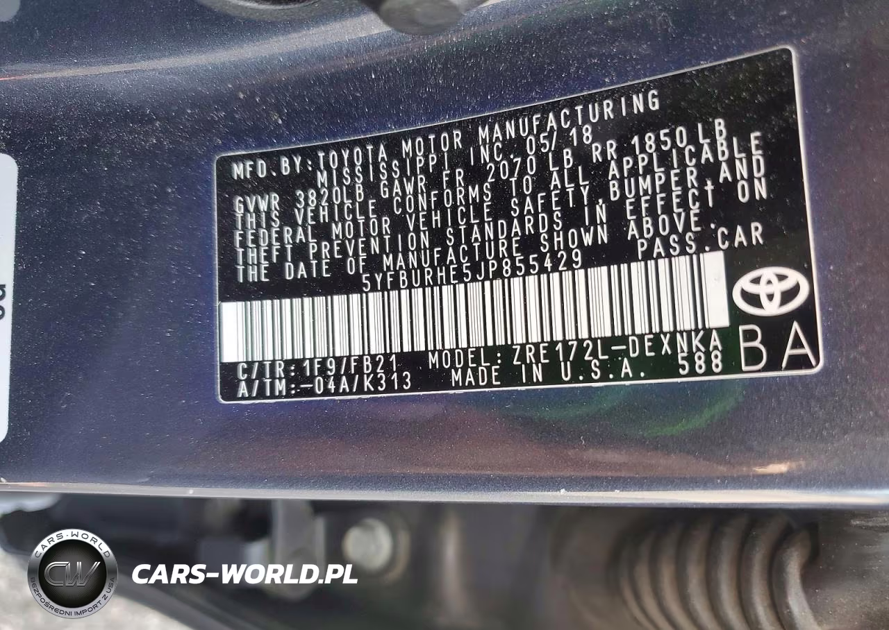 2018 Toyota Corolla Le VIN:5YFBURHE5JP855429 - 12