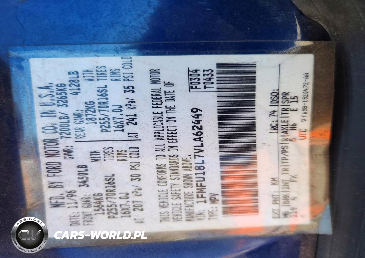 1997 Ford Expedition VIN:1FMFU18L7VLA62449 - 14