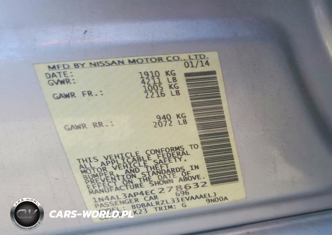 2014 Nissan Altima 2.5 S VIN:1N4AL3AP4EC278632 - 12