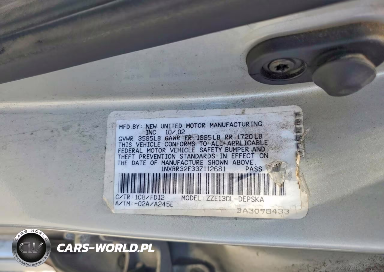 2003 Toyota Corolla S VIN:1NXBR32E33Z112681 - 12