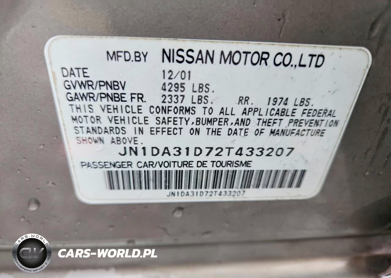 2002 Nissan Maxima Gxe VIN:JN1DA31D72T433207 - 12