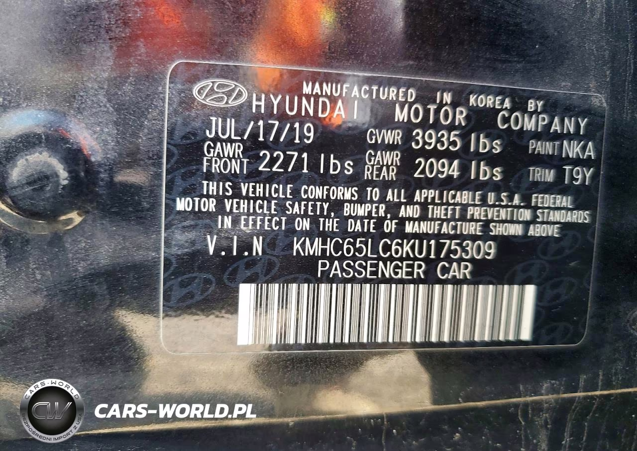 2019 Hyundai Ioniq Blue VIN:KMHC65LC6KU175309 - 12